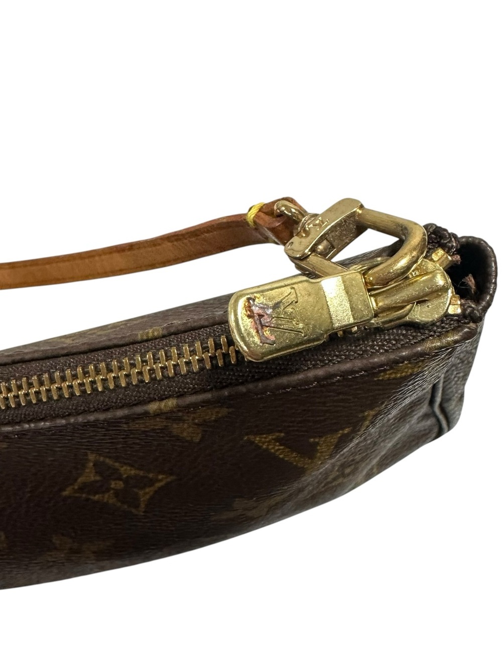 Louis Vuitton Brown Monogram Canvas Pochette with Tan Strap - Picture 14 of 15